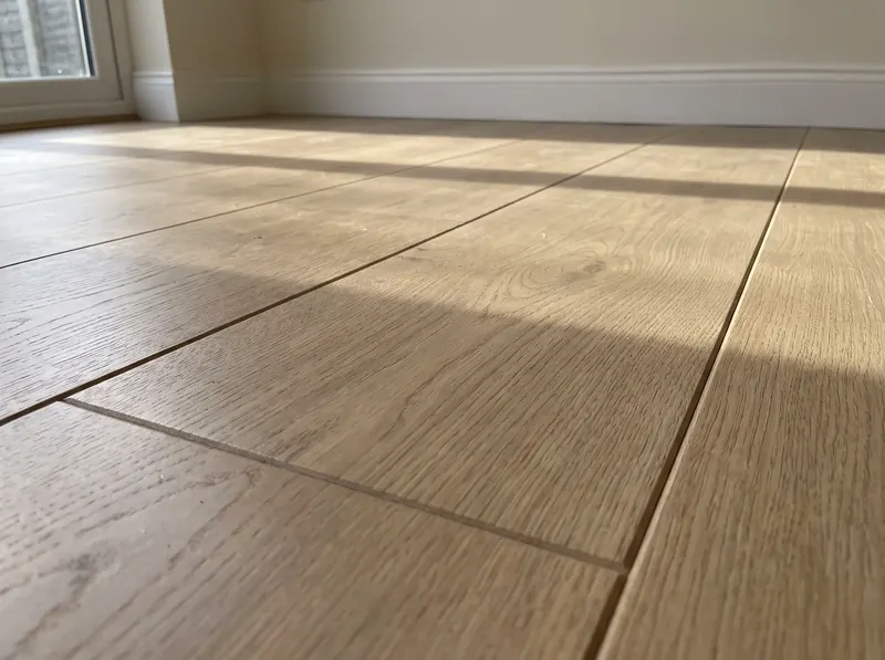 Pvc-vloer in houtlook van dichtbij