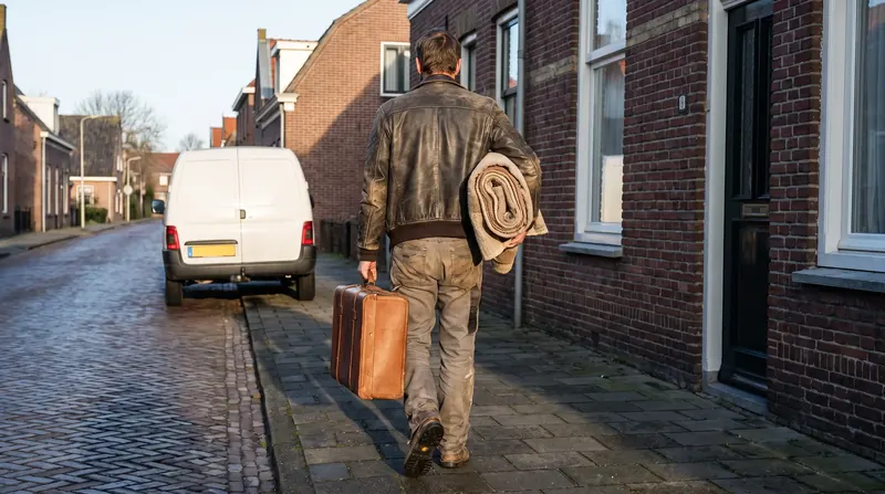 Adviseur met stalen onderweg naar een afspraak aan huis